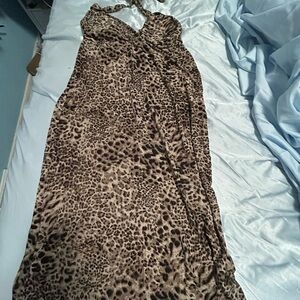 Leopard Print Halter Maxi Dress